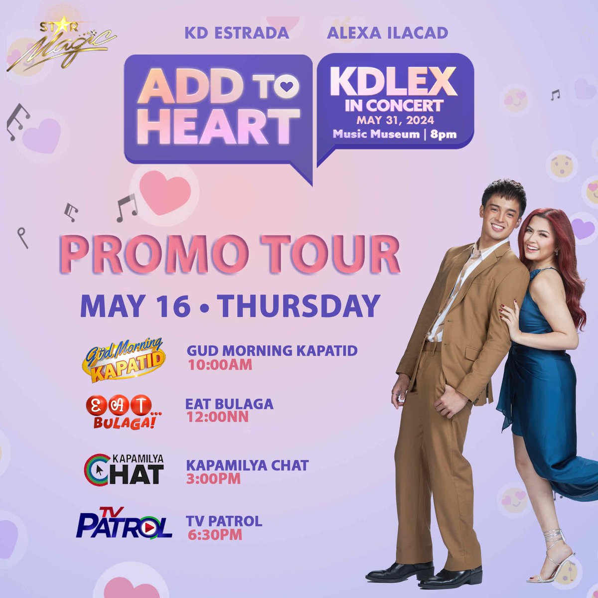 🗓️May 16, Thursday Add to calendar ‘nyo na ang #KDLexPromoTour abangan sina KD Estrada and Alexa Ilacad bukas. 🛒💕 FEW PLATINUM TICKETS LEFT! Avail them before they run out! 🎫 for more details, JONAH MAE 09561735344 #KDLexAddToHeart #KDLEX #KDEstrada #AlexaIlacad