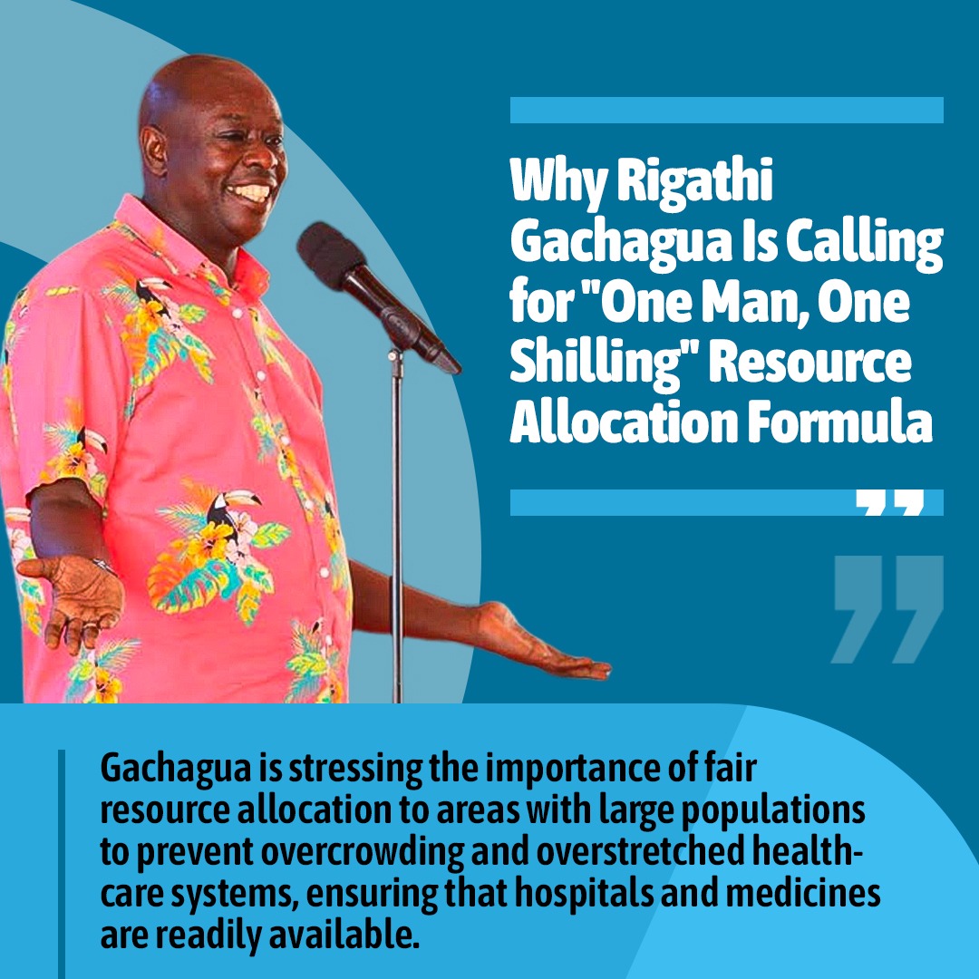 Deputy President Rigathi Gachagua is stressing on importance of Fair resource allocation to areas with large population to prevent overcrowding and overstretching health care systems.
#OneManOneVoteOneShilling
#RigathiOnAssignment
Fair resource allocation