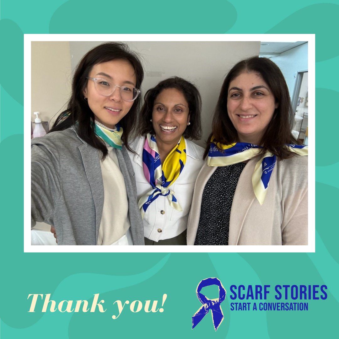 Thank you to the girl power team at Westmead for supporting Scarf Stories – Dr Eun Ji Hwang, A/Prof Puma Sundaresan & Dr Rosemary Habib. “We love our scarves!” Thank you again to all who've supported our campaign by purchasing and sharing posts: …y-scarf-tells-a-story.raiselysite.com #HNC