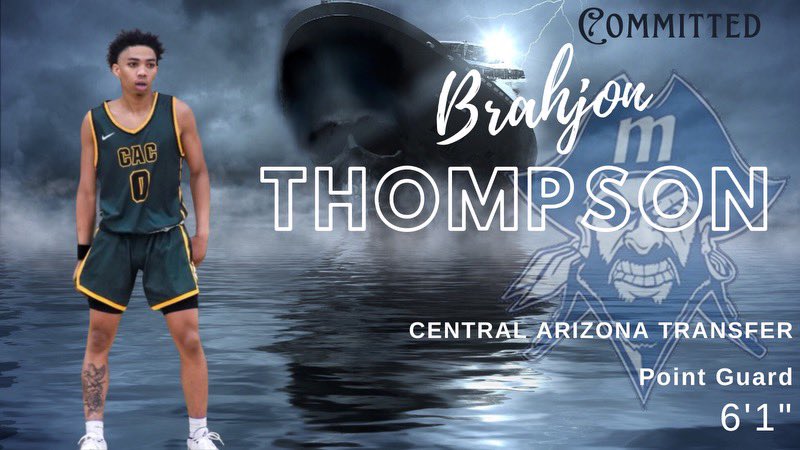 Excited to welcome 6’1 Point Guard Brahjon Thompson to the Pirate family. Brahjon is a transfer from Central Arizona.
