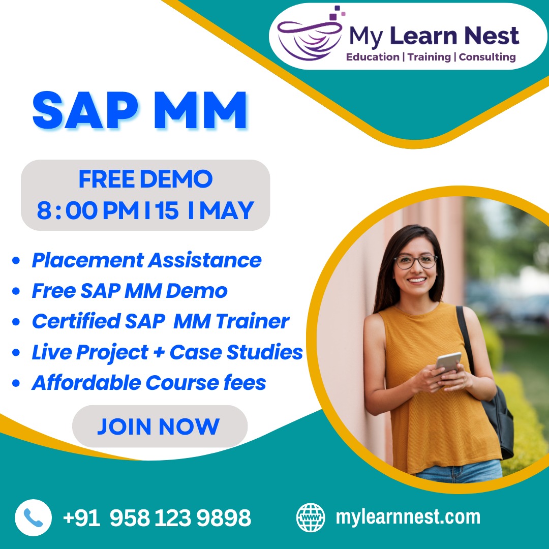 Learn SAP MM with industry experts.... Free Demo 0n 8:00 PM, 15-MAY-2024 For WhatsApp wa.me/919581239898 Or Call 📞+91 958 123 9898 #sapmmonlinetraining #saptraininginstitute #SAPMMNewbatchesstarts #saptraining #SAPexperttrainers #sapmmonlinecourse #MaterialsManagement