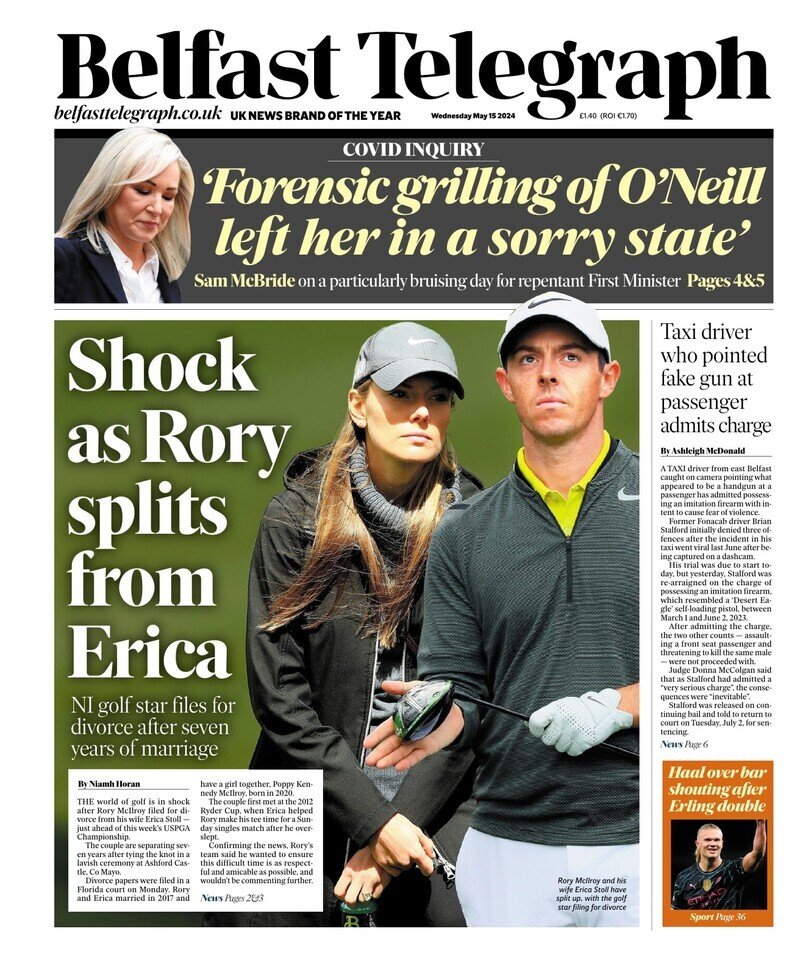 🇬🇧 Shock As Rory Splits From Erica

▫Rory McIlroy and Erica Stoll signed prenup before they wed as divorce filing calls for shared custody
▫@NiamhHoran @MarkLTighe @IrishGolfDesk
▫is.gd/bcdlm6 👈

#frontpagestoday #UK @BelTel 🇬🇧