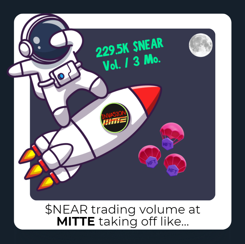 FACTS:💥 Get ready to be blown away!🤯

⏏ The amount of $NEAR traded has shot up by a whopping 229.5K in just 3 months, showing incredible growth.

Check out all the details with <a href="/MITTE_gg/">MITTE</a> and see progress in action!