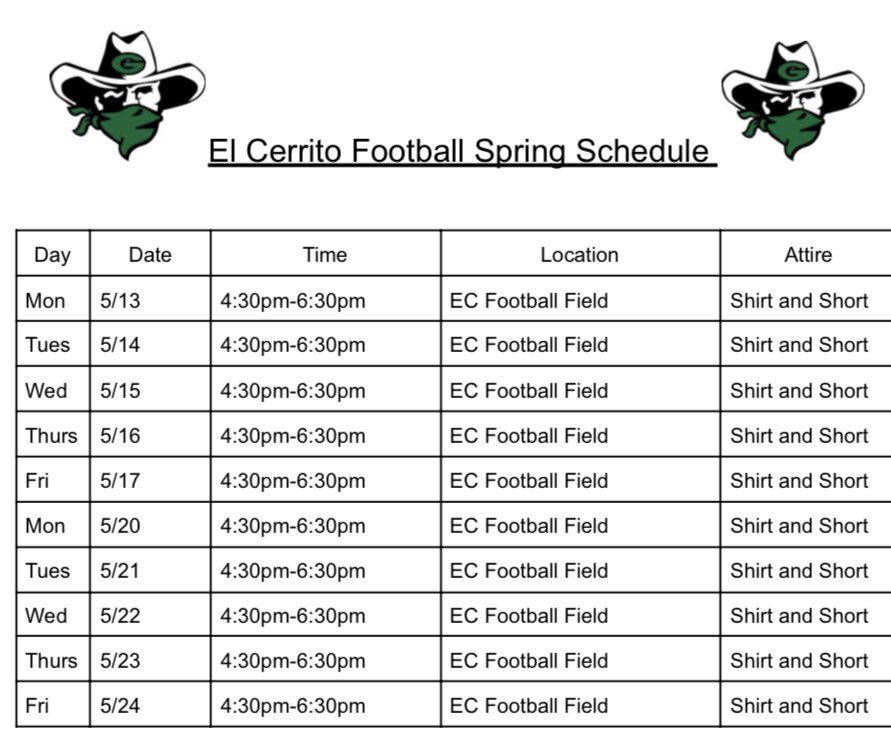 Coaches below is our Spring Schedule!!! We have some guys in Class of 25’, 26’ & 27’!!! I work on campus stop by and see what we have!!! #gauchopride #bleedgreen