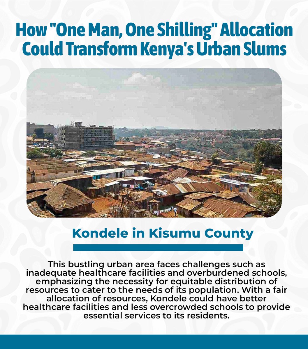 The people of kondele in kisumu also need resources 
#OneManOneVoteOneShilling
#RigathiOnAssignment
Fair resource allocation