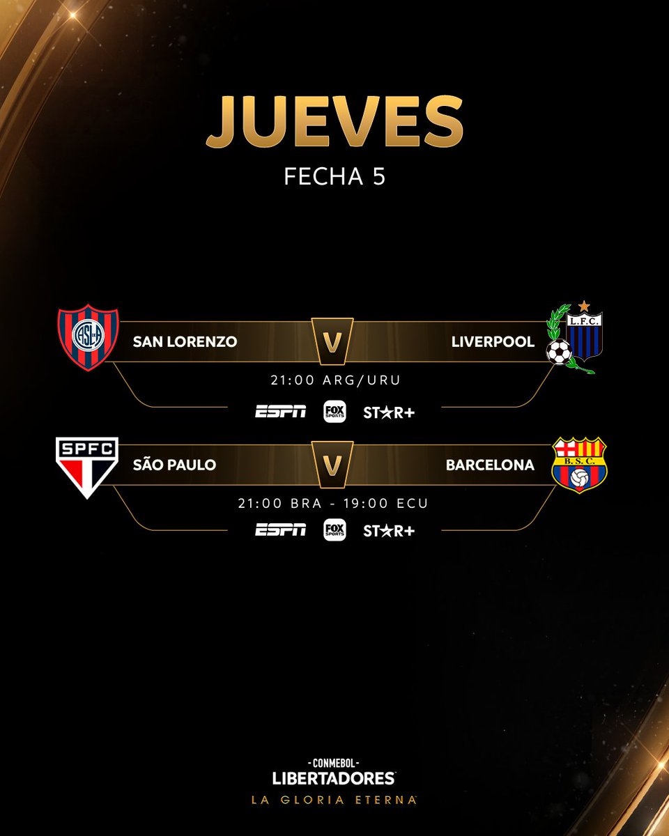 🗓️🏆 ¡Se cierra la Fecha 5 de la CONMEBOL #Libertadores! #GloriaEterna