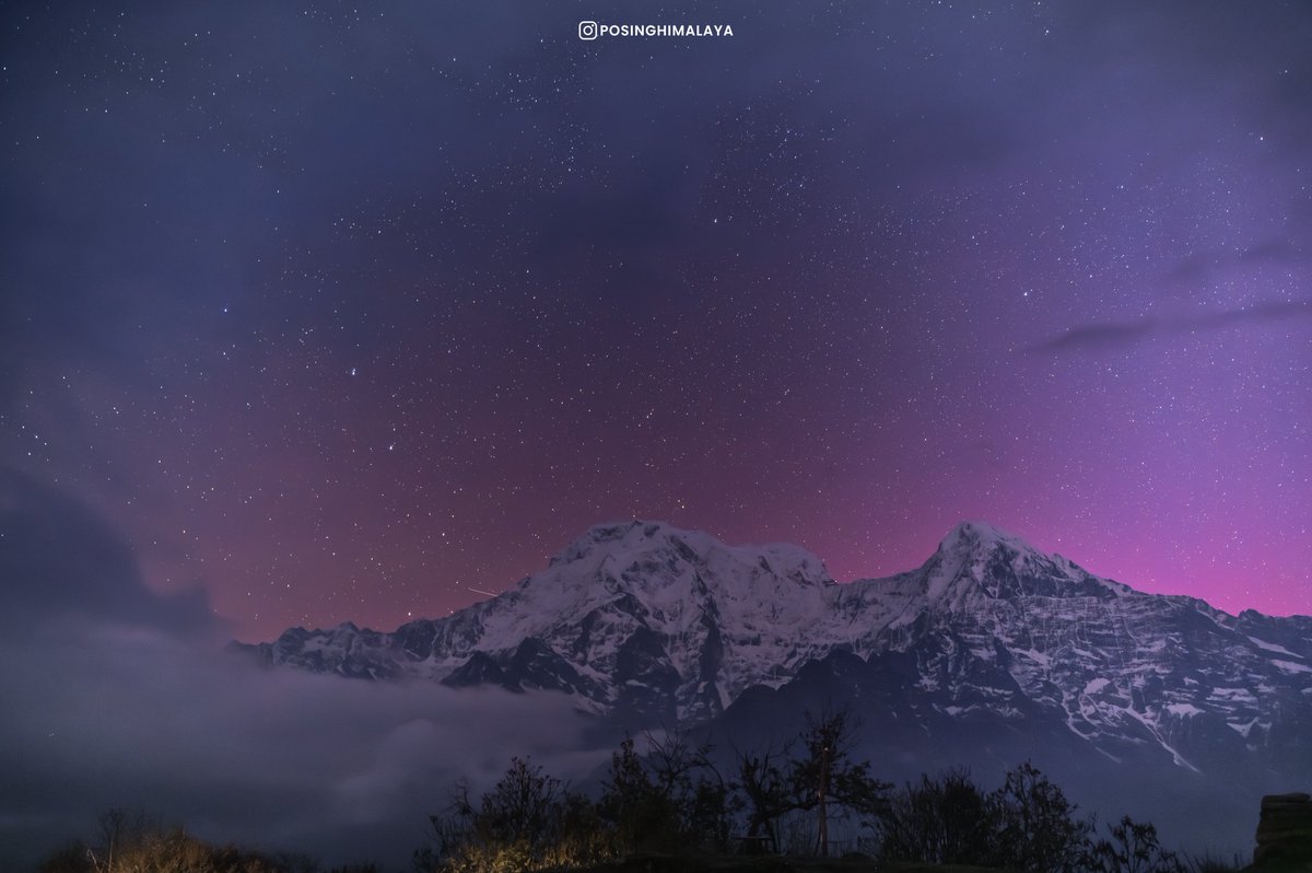 The northern lights (aurora borealis) captured from the Mardi Himal, Gandaki Province by Kiran Adhikari, resident of Pokhara. As there was another stronger solar storm, so encourage people to get ready for the chance to capture again! #NASONepal #IAUOutreach #NorthernLights