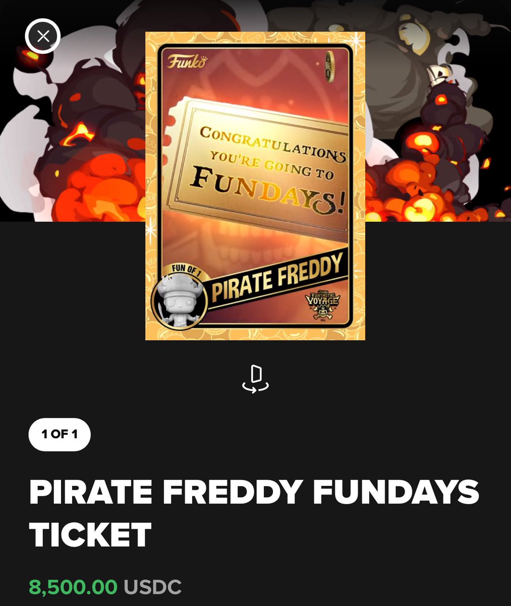 The Fundays ticket Fun of 1 Card price has increased to $8500. 💀
I personally don’t think the full value will be given at the event.

droppp.io/drop/195/funim…

#Funko #FunkoPop #FunkoPopVinyl #Pop #PopVinyl #Collectibles #Collectible #FunkoCollector #FunkoPops #Collector #Toy…