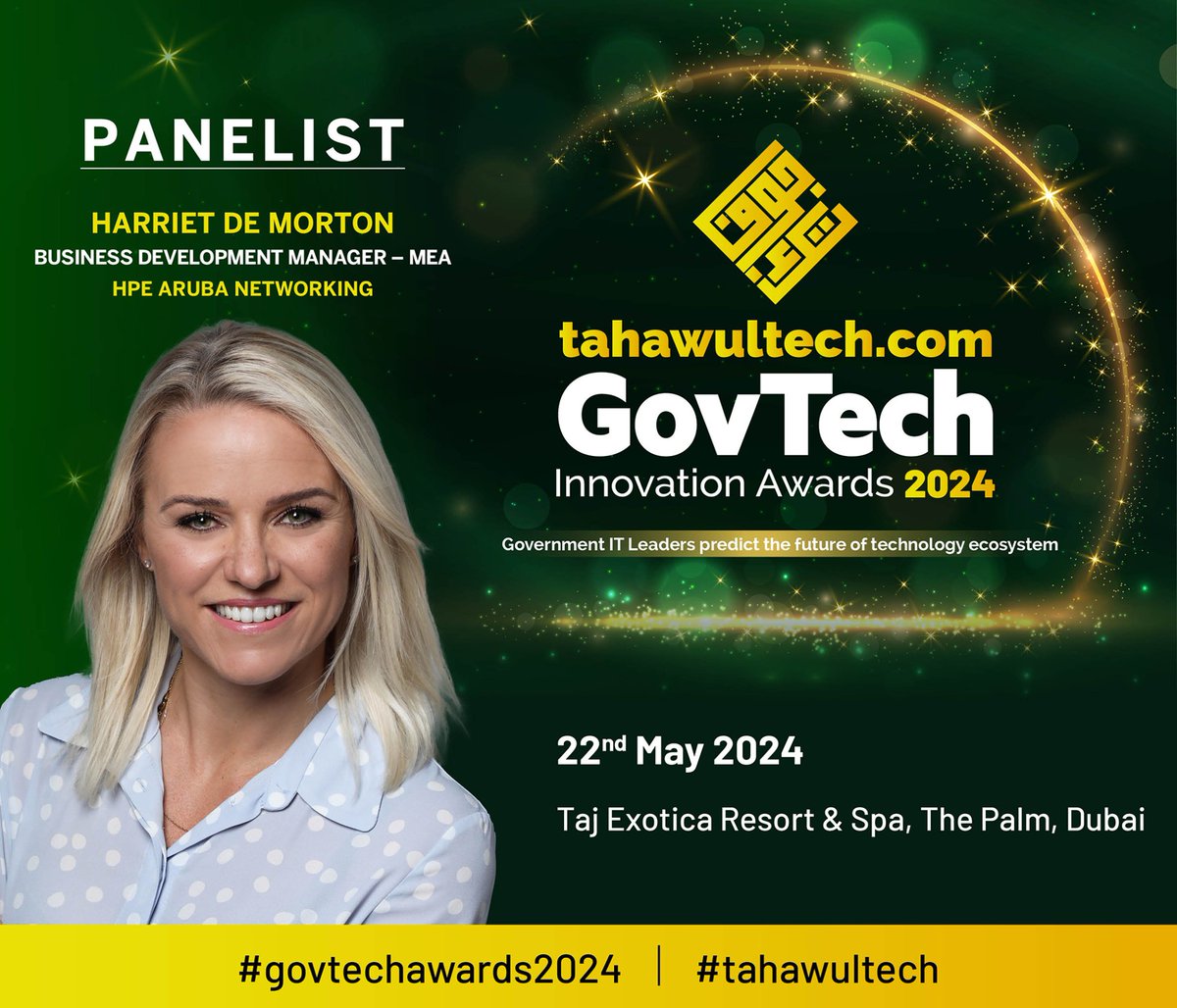 We are delighted to announce that Harriet De Morton, Business Development Manager – MEA at HPE Aruba Networking will be participating on our panel discussion at the GovTech Innovation Awards 2024. 

 #GovTechInnovation #HPEAruba #PanelDiscussion

hootsuite.com/dashboard#/home