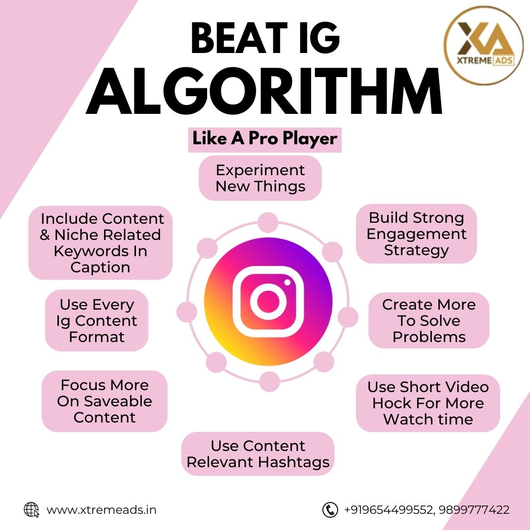 1. 'Crack the code to Instagram success with the best algorithm hacks! 

2. 'Stay ahead of the curve! Learn how to outsmart the Instagram algorithm

Learn More: xtremeads.in/social-media-m…

#InstagramAlgorithm #AlgorithmInsights #SocialMediaStrategy #EngagementTips