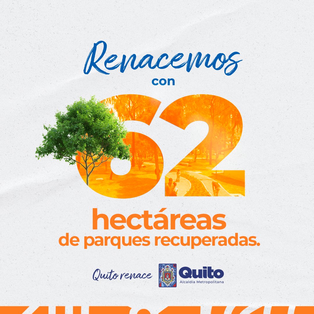 🫶👪 #365DíasContigo | Intervenimos más de 100 parques con obras de rehabilitación y recuperamos 62 hectáreas. #QuitoRenace
