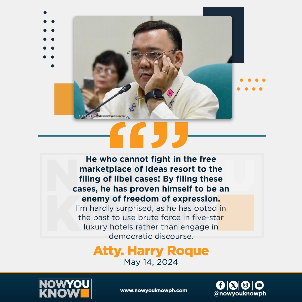 “Bring it on!” This was former Presidential spokesperson Harry Roque’s response to the libel and cyber libel cases filed by former Senator Antonio Trillanes IV against him and other “pro-Duterte” personalities. READ: tinyurl.com/3dbxp8p4 📰Inquirer.net