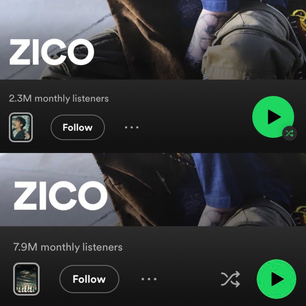 ZICO pasó de tener 2.3 millones de oyentes a tener casi 8 millones 😨

EL PODER DE JENNIE KIM