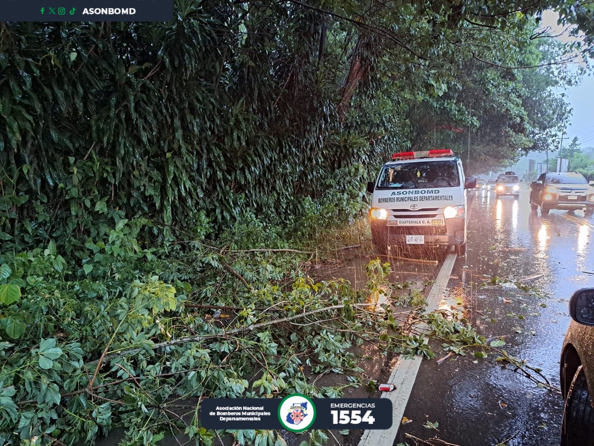 Km 216 de la Ruta al Pacífico, elementos de <a href="/ASONBOMDGT/">ASONBOMD GUATEMALA</a> utilizando herramienta manual proceden a retirar un árbol que cayó debido a las lluvias y obstaculizaba un carril, dejando despejada la vía.

#Emergencias1554