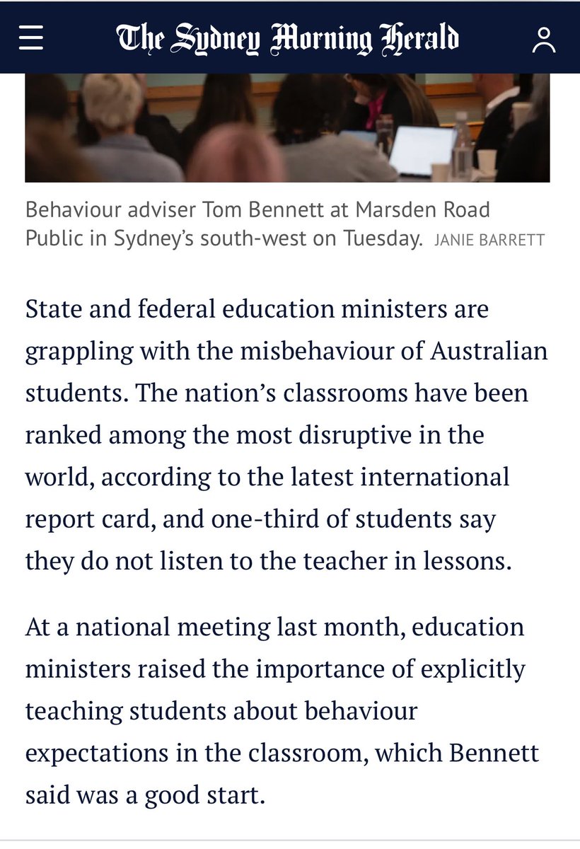 In today’s @smh some of my thoughts on behaviour, teacher prep, and Australia. TL; DR: Australia is magic, behaviour is a problem. smh.com.au/education/tom-…