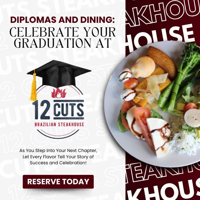 Graduation season is here, and we're ready to turn the tassel and the steak! Celebrate your big day with a big bite at 12 Cuts Brazilian Steakhouse. Reserve your table now! buff.ly/3HoKBTI #12CutsBrazilianSteakhouse #DallasFoodie #DallasFood #DallasTexas #DFWFoodie