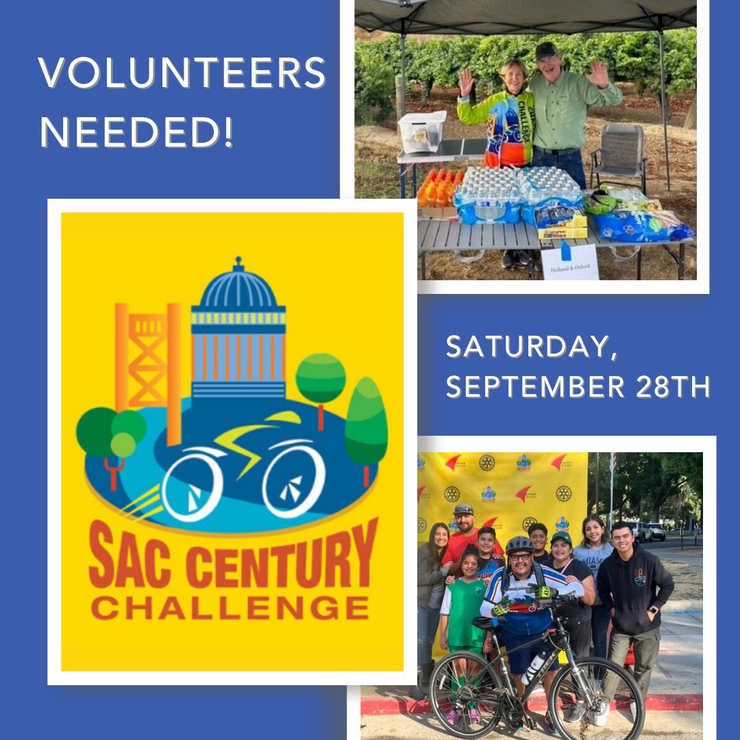 Sac Century Challenge is in just a few months! We're already preparing for this amazing day where over 1000 riders come out to support the Crisis Nursery! We're looking for 100 volunteers to help on Saturday, September 28th. If interested, email wendy.beseda@kidshome.org.