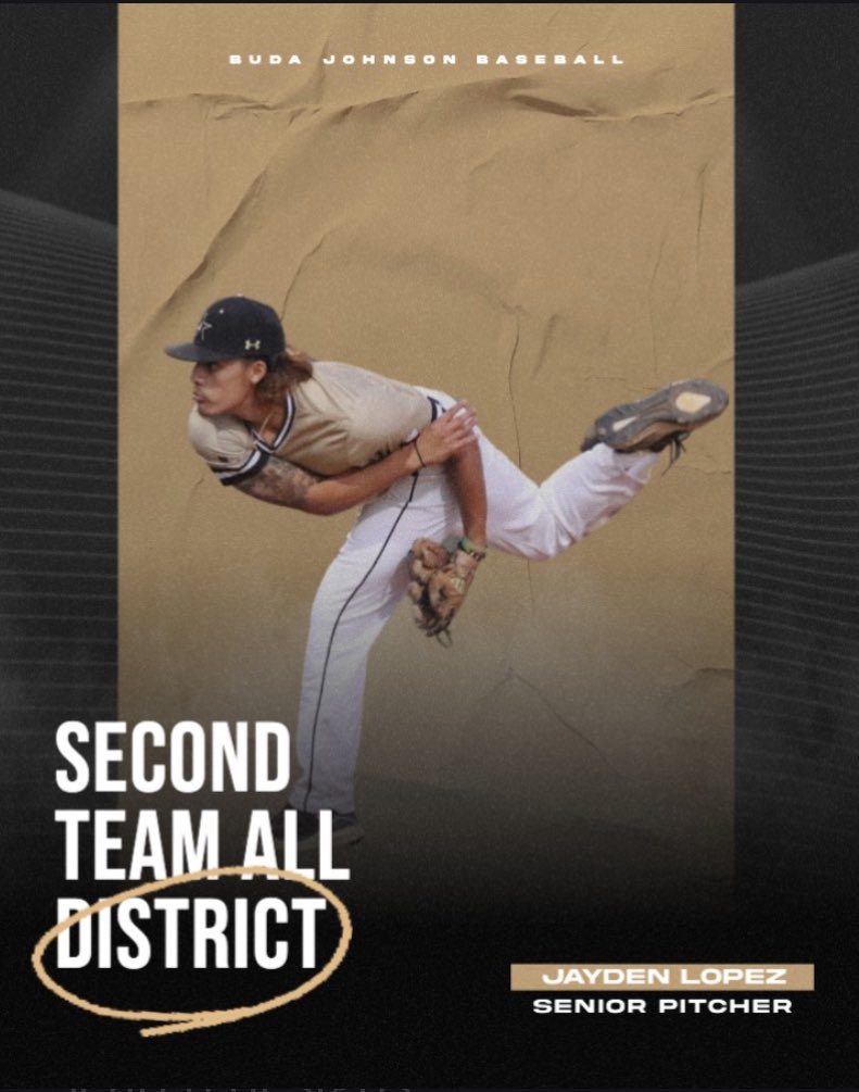 Congratulations to Senior Jayden Lopez on being selected Pitcher Second Team All District! Thank you for all the hard work you have put in this season! ⚾️🐆 #GoJags #BudaBoys