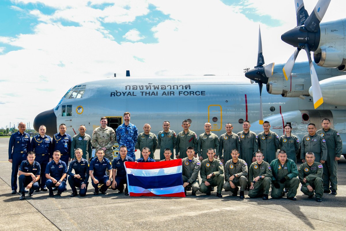 A Royal Thai Air Force C-130H from 601 Squadron transits through Yokota Air Base @374AirliftWing under the UNC – Government of Japan SOFA in support of their UNC Honor Guard Troops. @CDR_UNC_R