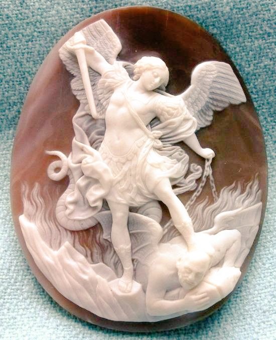 Archangel St. Michael cameo (19th century) / british victorian #art