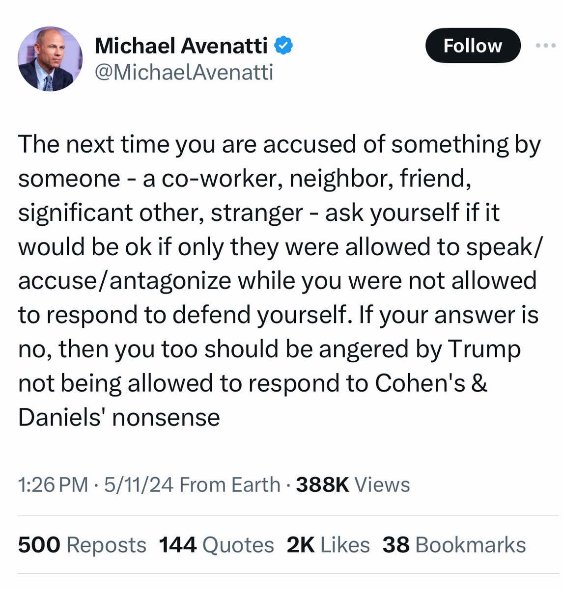 You know it’s bad when Michael Avenatti starts making sense.