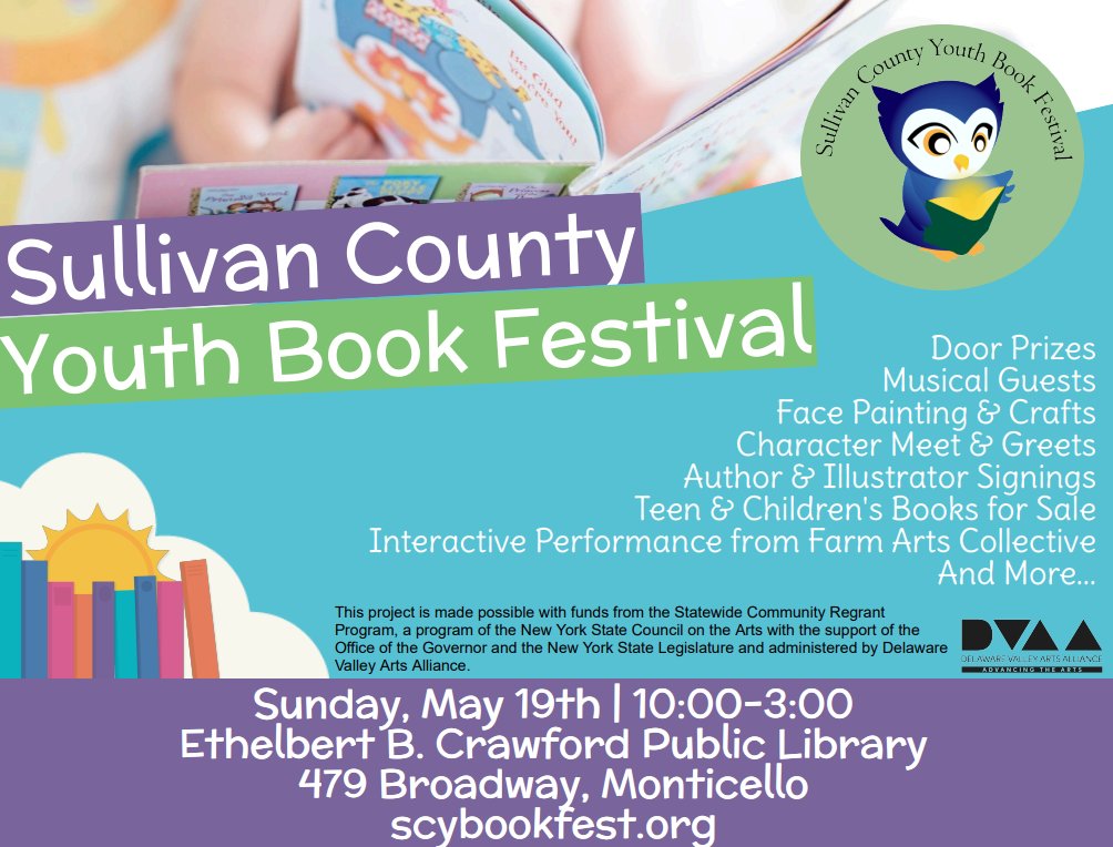 I'm looking forward to the Sullivan County Youth Book Festival this coming Sunday! Please come by if you're in the Monticello, NY area. More info here: scybookfest.org