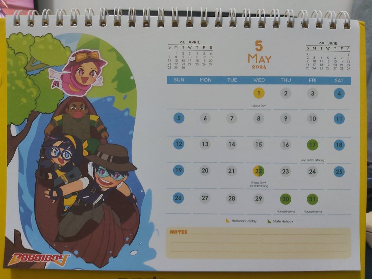 Took me halfway till May for me to remember to show off the May 2024 artwork for the Monsta calendar, ft Kokotaim sans BoBoiBoy in their jungle wear