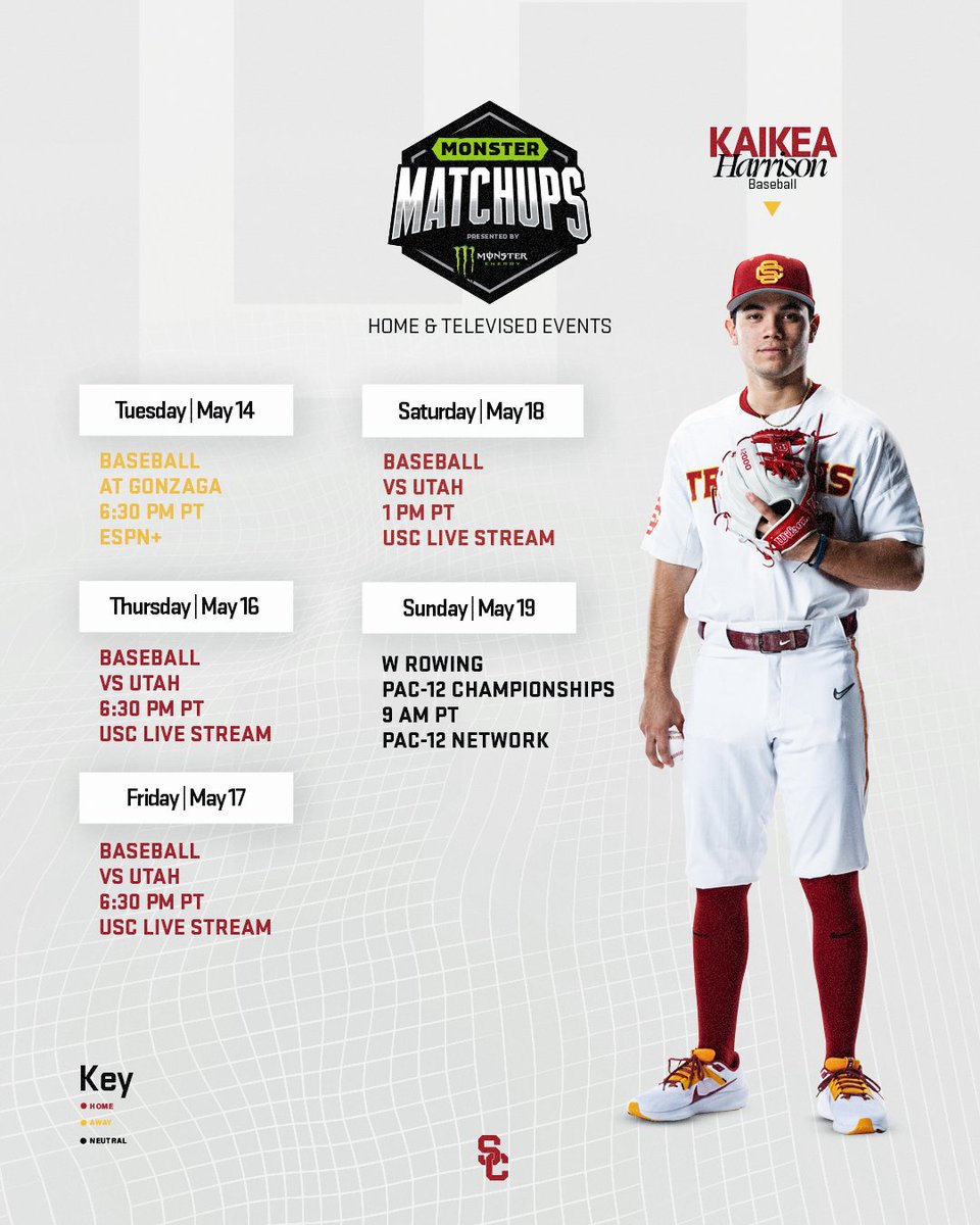 Last regular season series for @USC_Baseball coming up this weekend!

Full 📅: usctrojans.com/calendar