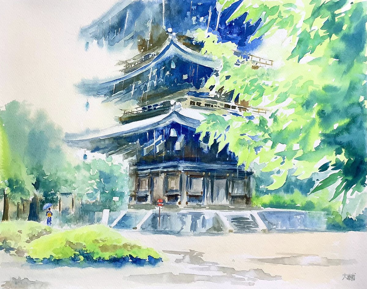 #作品を載せて自分の作品を知ってもらおう

６月の五重塔
（京都東寺、雨の風景）

ホワイトワトソンＦ６
ホルベイン透明水彩