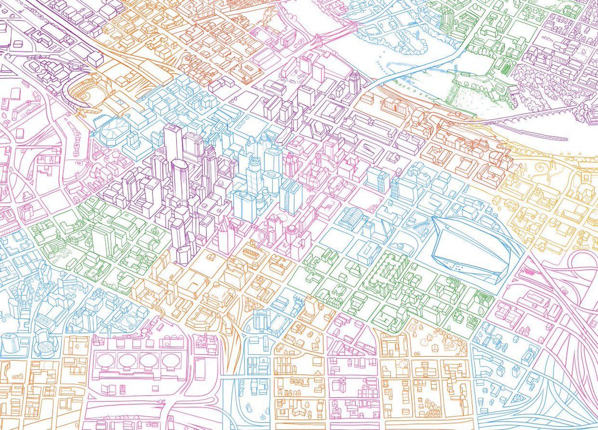 Downtown Minneapolis line art. What's your favorite downtown location?
