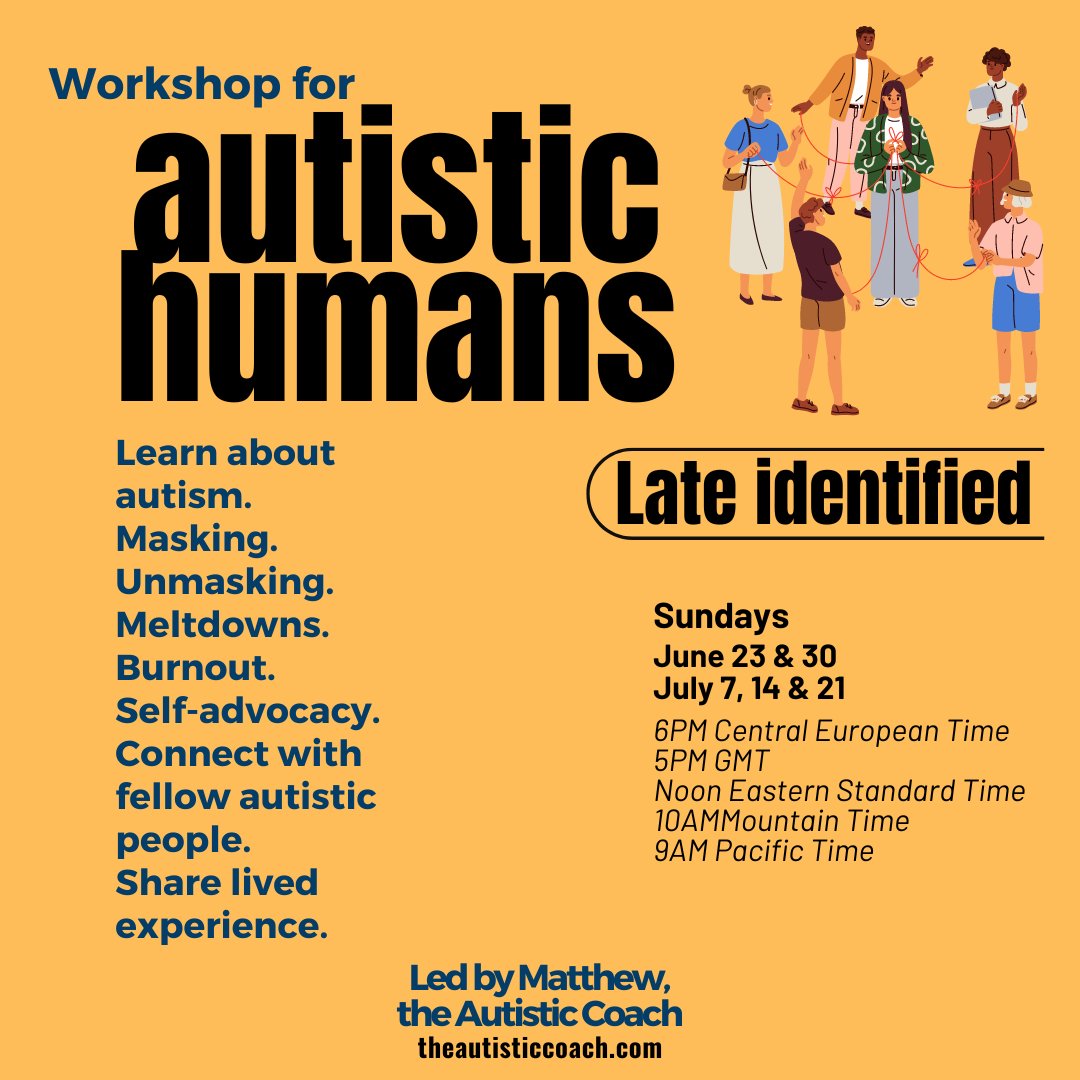 Dive into our workshop crafted for late-identified #ActuallyAutistic adults! Unpack your experiences, share your story, and connect with peers on similar paths. Discover tools and community support tailored just for you. theautisticcoach.com/late-diagnosed…