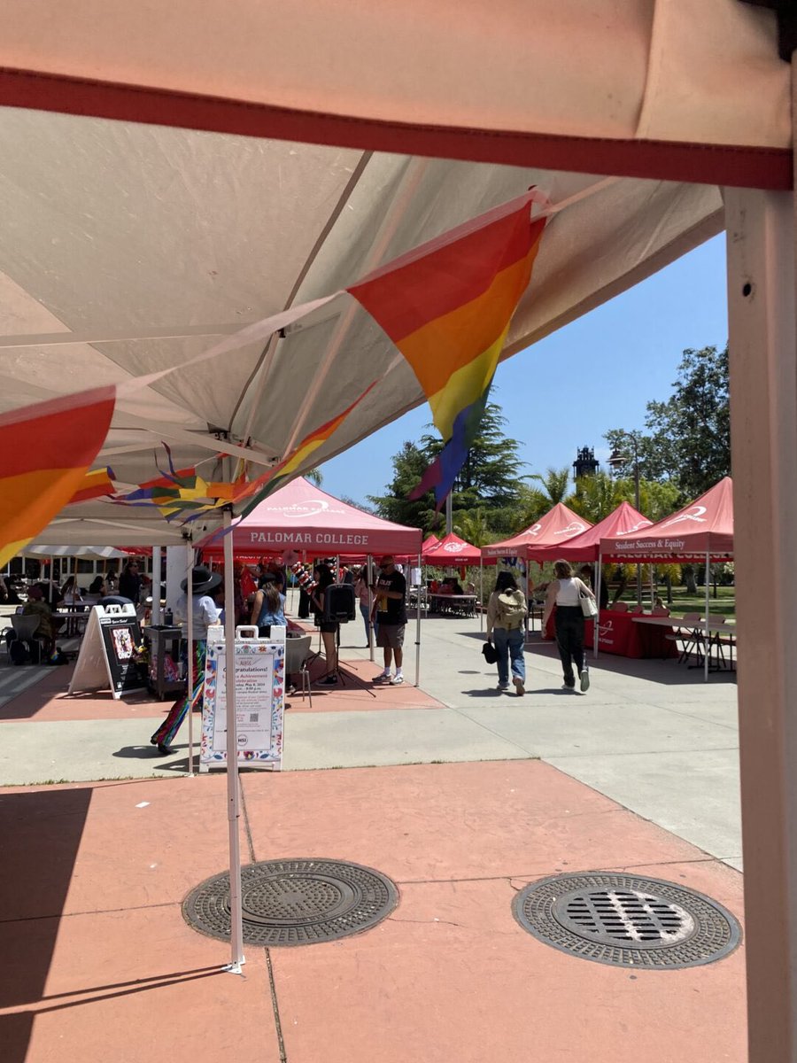 telescopenews's tweet photo. The sun was not the only thing lighting up the Student Union this week as Palomar’s Queer Community in Action Festival stole the show. The pride flag was raised on the flagpole over the students circling drag performers and festivities. https://t.co/SEclL4pTKv https://t.co/jEJBAf70Um