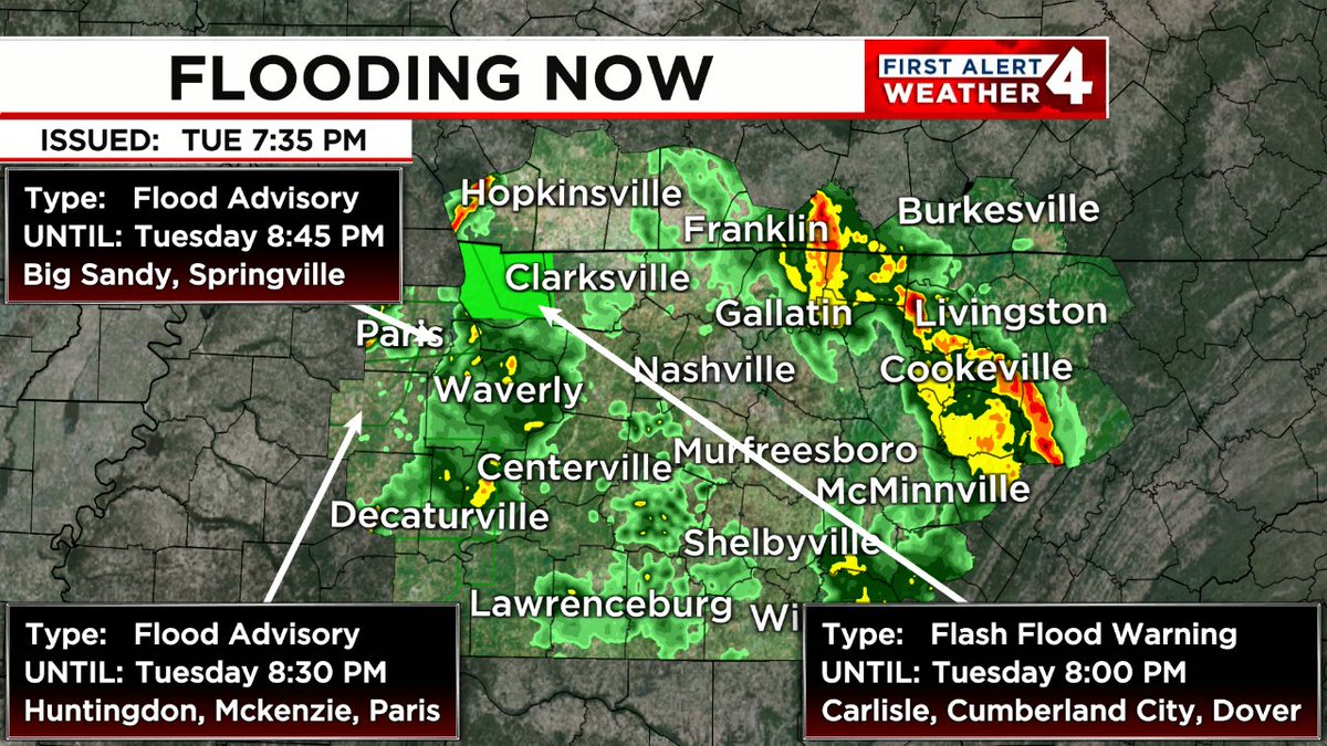 FLOODING IS OCCURRING. Turn around, don't drown! In the event of rising water, seek higher ground immediately. Tune to WSMV4 for the latest on this dangerous situation. #FirstAlert