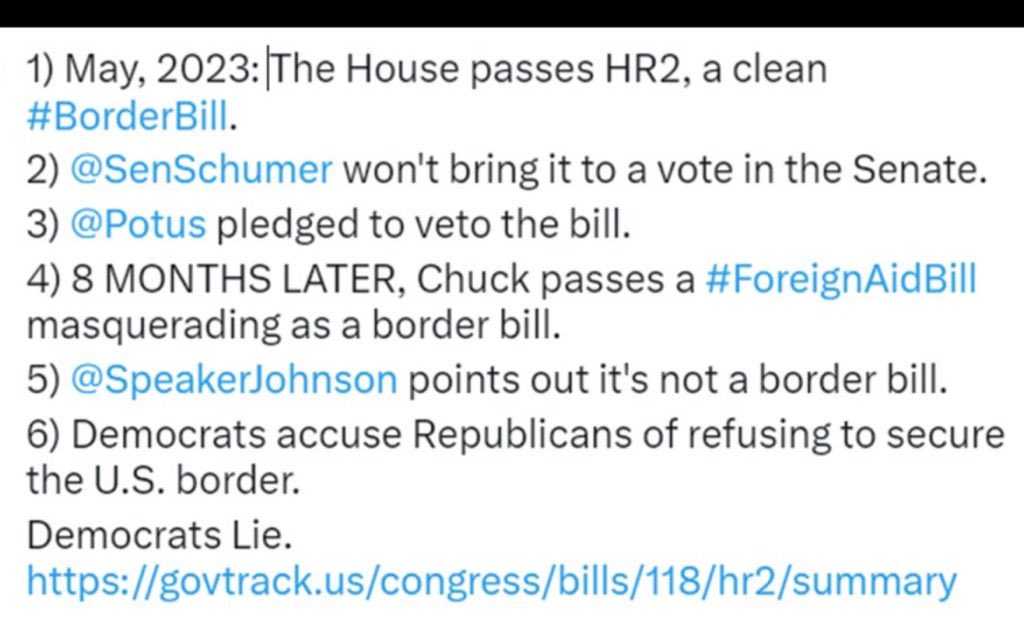 @SenSchumer What this lying communist schmuck doesn’t tell you is that HR2 has been withheld by HIM since last May. He could have closed the border last May. Their communist socialist border bill is unsustainable and unconstitutional.