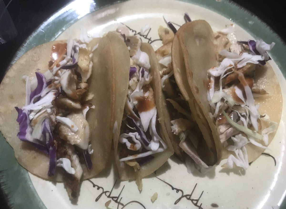 Fish tacos with cabbage and Chipotle Cholula hot sauce @BrandonDonkey2 
#MFerMeals