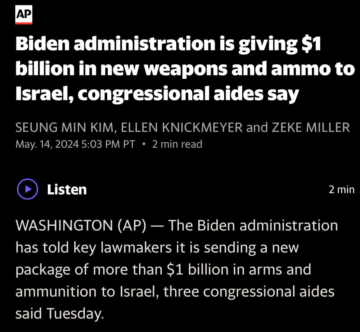 🚨🇺🇸✡️BREAKING: SO MUCH FOR BIDEN PAUSING AID TO THE ZIONIST ENTITY TO SLOW DOWN THE GENOCIDE IN GAZA AND RAFAH! ✅The package being sent to the Zionist entity includes about $700 million for tank ammunition, $500 million in tactical vehicles and $60 million in mortar rounds,