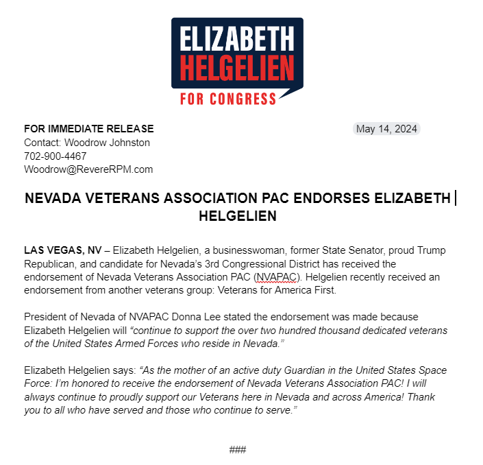 While @DrewForNevada continues to lie about his endorsements, @ElizabethForNV continues to pick up the real ones. @Vets_4_Trump @VFAF_Vets4Trump