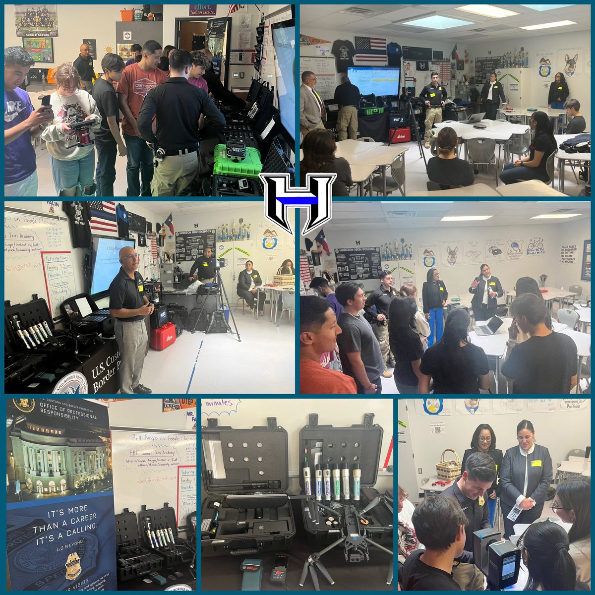 Thank you to the U.S. Customs and Border Protection and UTEP PD for the presentations today for the HHS Practicum in Law class. Students were given vital information on what is required for the job. STING ‘Em! #WeAreClintISD #ReptheH #ScorpionStrong #ClintISD100 #LawEnforcement