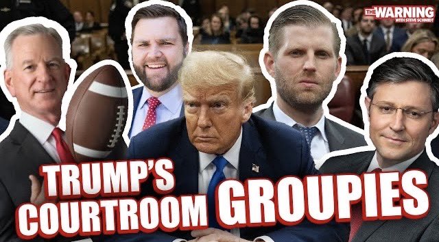 Trump heard the media reports that he was alone in the courtroom. Then his MAGA groupies (and VP hopefuls) started to show up. open.substack.com/pub/steveschmi…