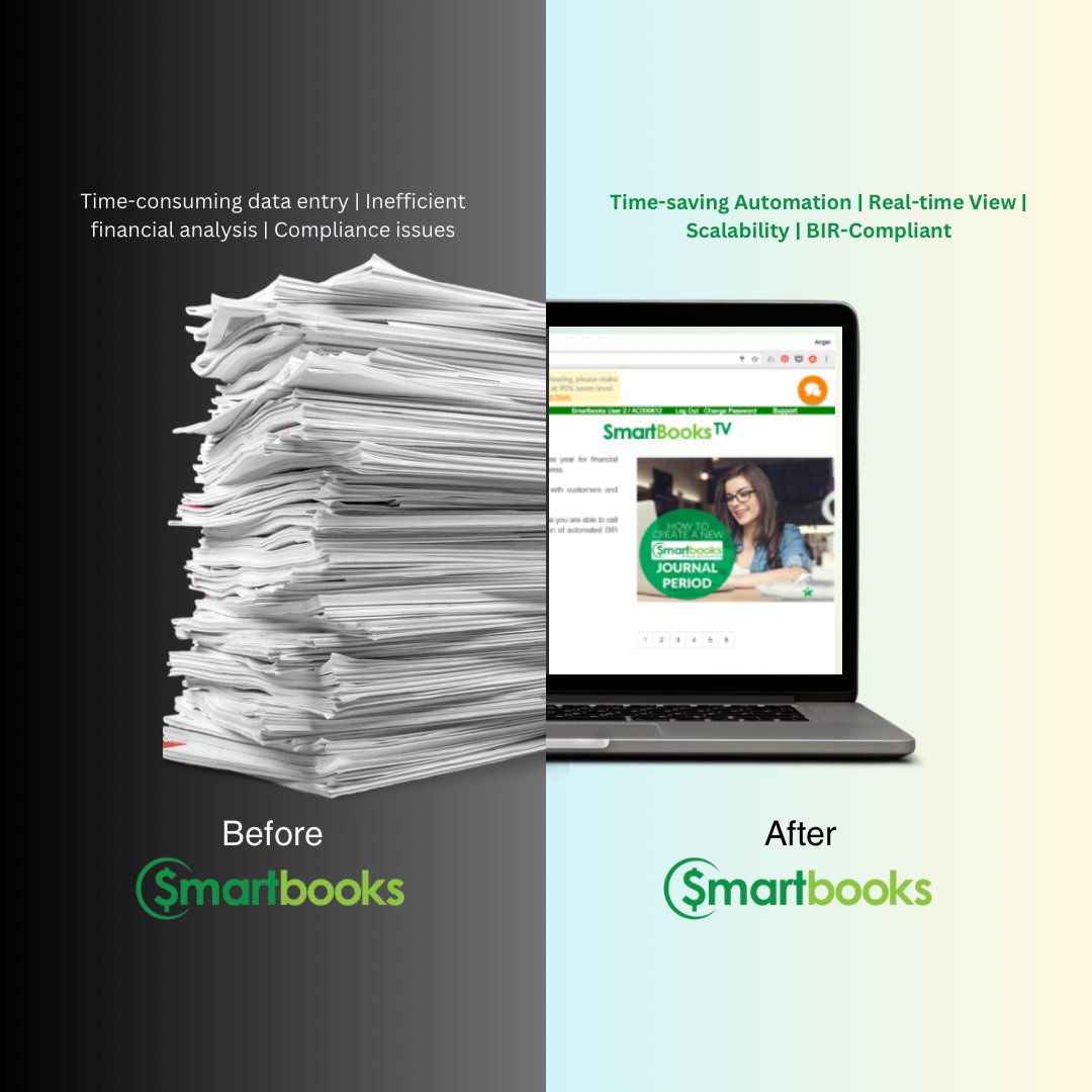 Ditch the paperwork and embrace the future with Smartbooks - the cloud accounting solution that streamlines your finances and empowers your business to soar. 

Inquire now for a FREE DEMO and CONSULTATION.

#Smartbooks #CloudAccounting #AccountingSoftware