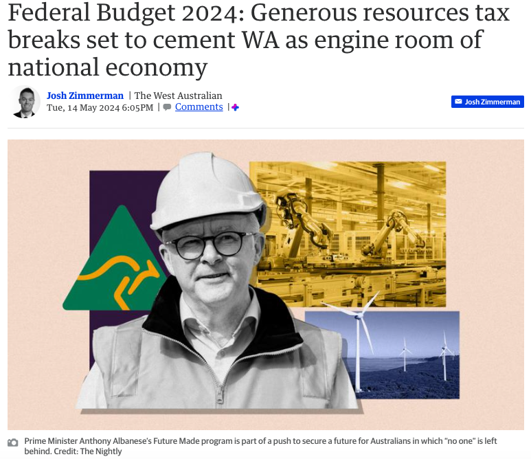 Treasurer @JEChalmers third budget aims to drive massive investment in the commodities critical to reducing carbon emissions, with $32b in incentives expected to boost WA's economy. Read on: ow.ly/lxZL50RGzue