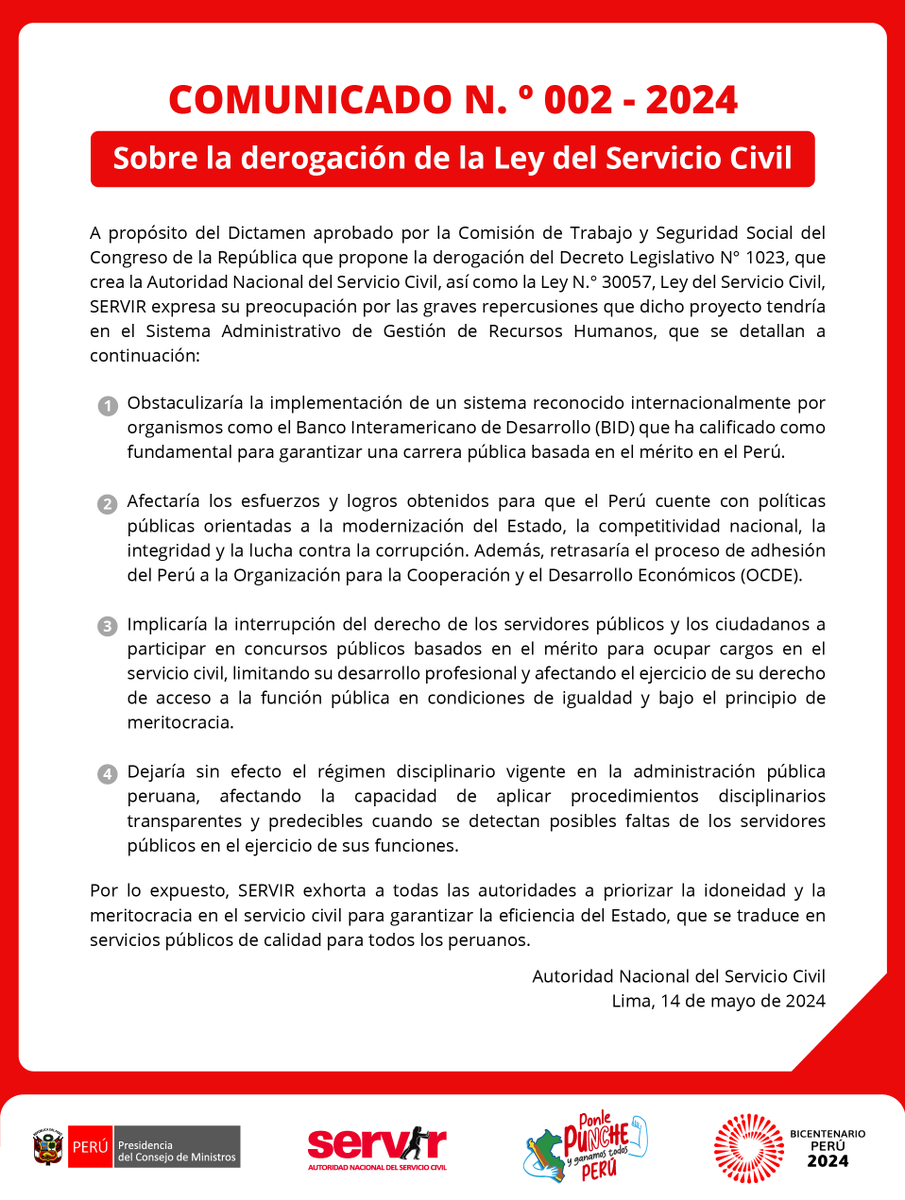 SERVIR_PERU's tweet photo. 📢 ¡Atención a #Comunicado de SERVIR! 📢 https://t.co/GrGncqExzs