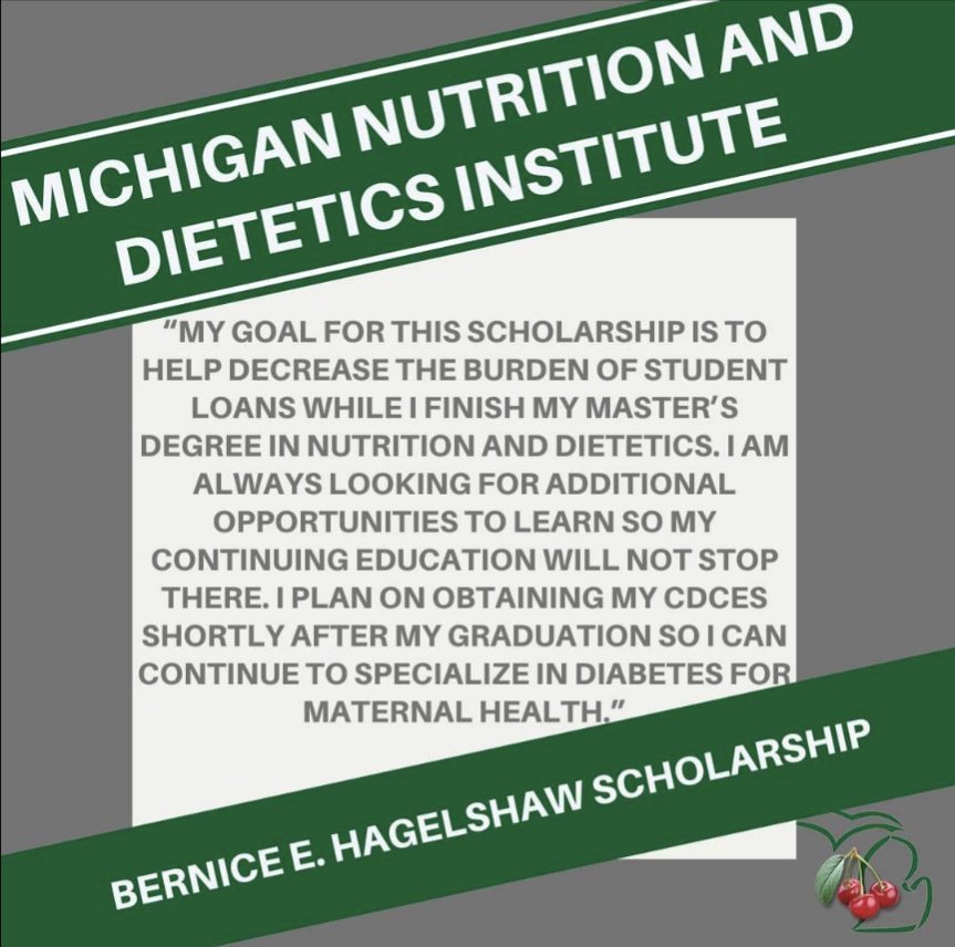 🥳️Congratulations Melyssa!

Check out more about MNDI at bit.ly/MiNDI/
Looking for another reason to join or renew your Academy membership? 
💰️ SCHOLARSHIPS
Join or renew today @ eatrightpro.org 

#MiAND #EatRightMich #Dietitian #RegisteredDietitian