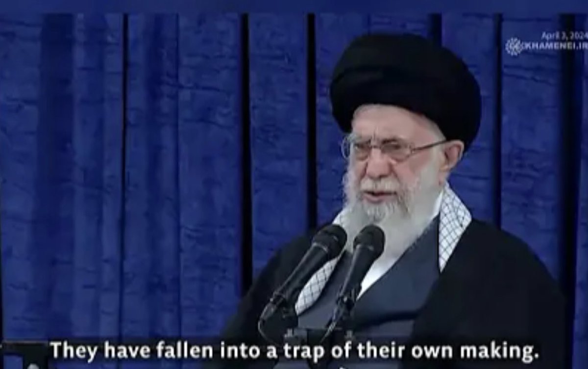 IRANIAN SUPREME LEADER AYATOLLAH ALI KHAMENEI 🇮🇷 “This defeat will definitely continue. These desperate efforts, like what they did in Syria for which they will certainly be punished. They have fallen into a trap of their own making. They have thrown themselves into a trap, from