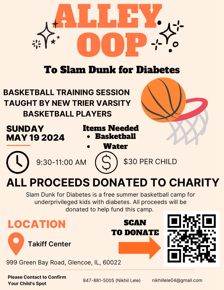 Great opportunity for the youngsters to learn basketball and help raise $ for a great cause.