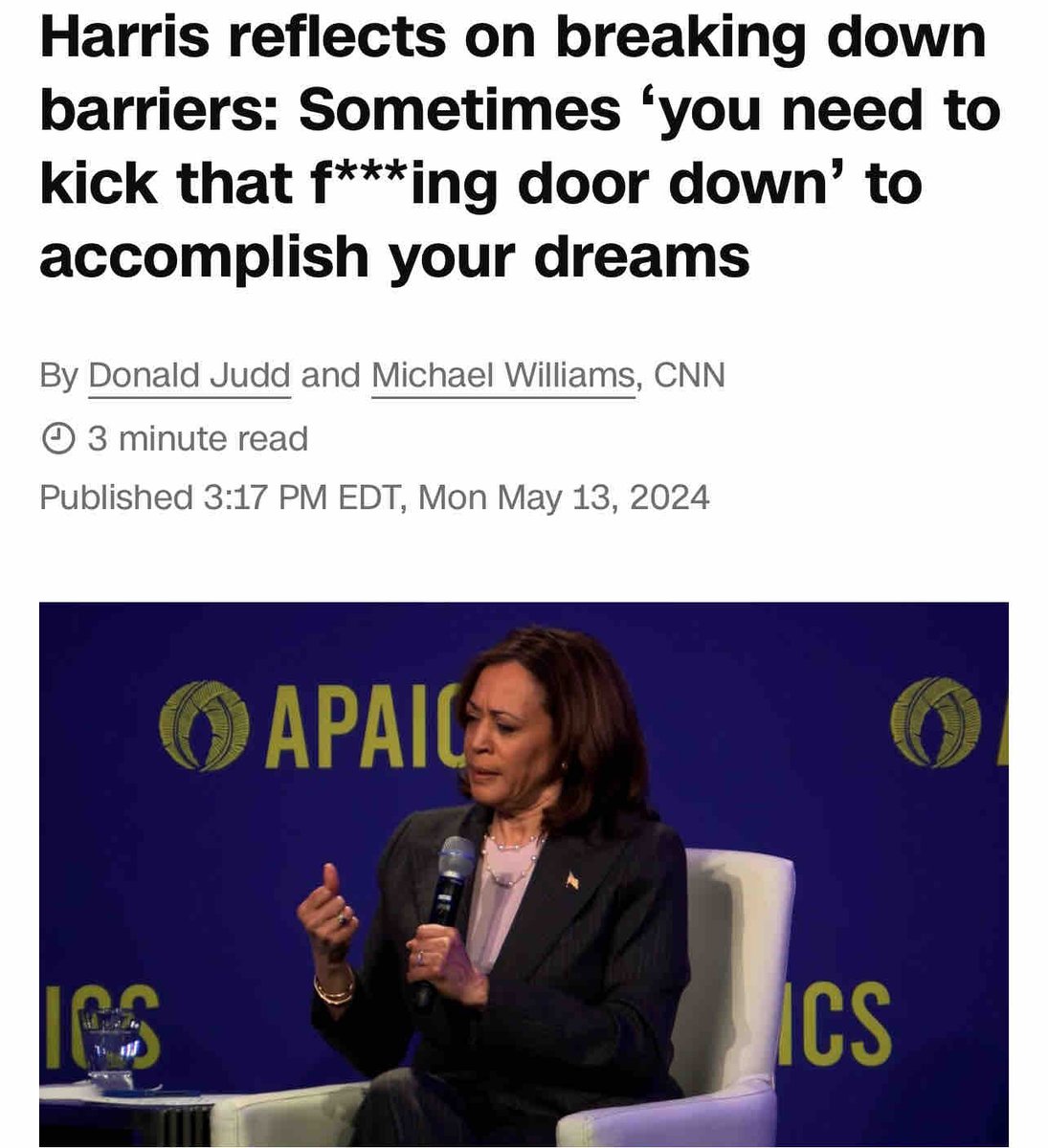 “Vice President Kamala Harris on Monday reflected on her experiences as a barrier-breaking public figure, telling a crowd in blunt terms that sometimes they need to take it upon themselves strive for their own opportunities” ow.ly/Bkoi50RF4XW