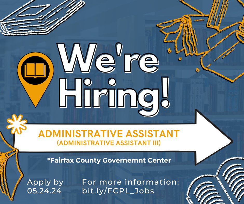FCPL is hiring! We are currently looking to hire an Administrative Assistant to work with us at Library Administration. The application is open now and closes on May 24.

Learn more about the position and apply by visiting: bit.ly/FCPL_jobs