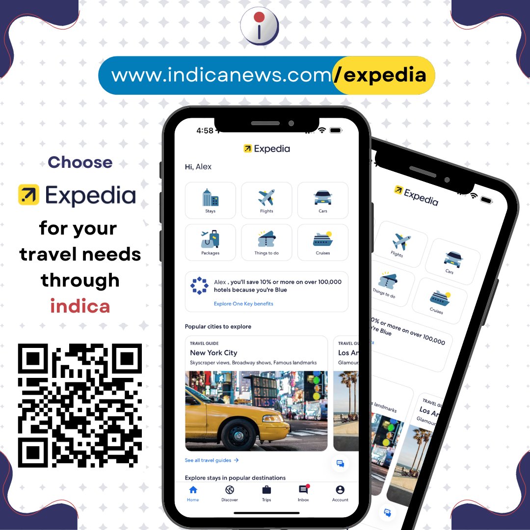 Choose 'Expedia' for your travel needs through 'indica' #expedia #indicanews #travel #flighttickets #carrental #hotel. Click the link to explore: indicanews.com/expedia