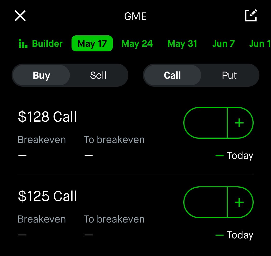 itswooch's tweet image. I see weekly $GME calls added all the way to $128.

What the hell.