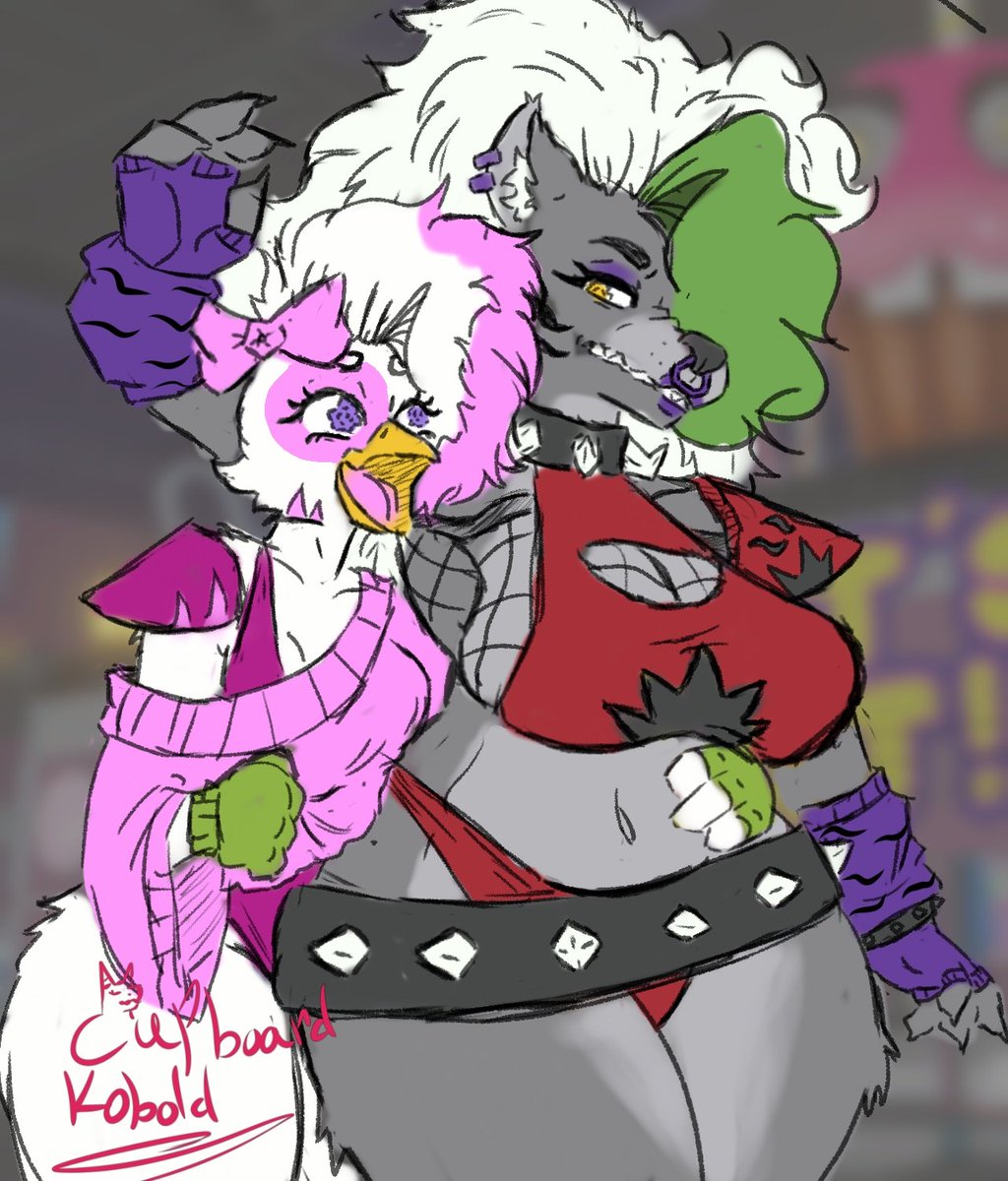 'Let's go to the kitchen and see how much toppings the chefs will let me add!!' 

#Fnaf #fivenightsatfreddys #SecurityBreach #RoxanneWolf #GlamrockChica